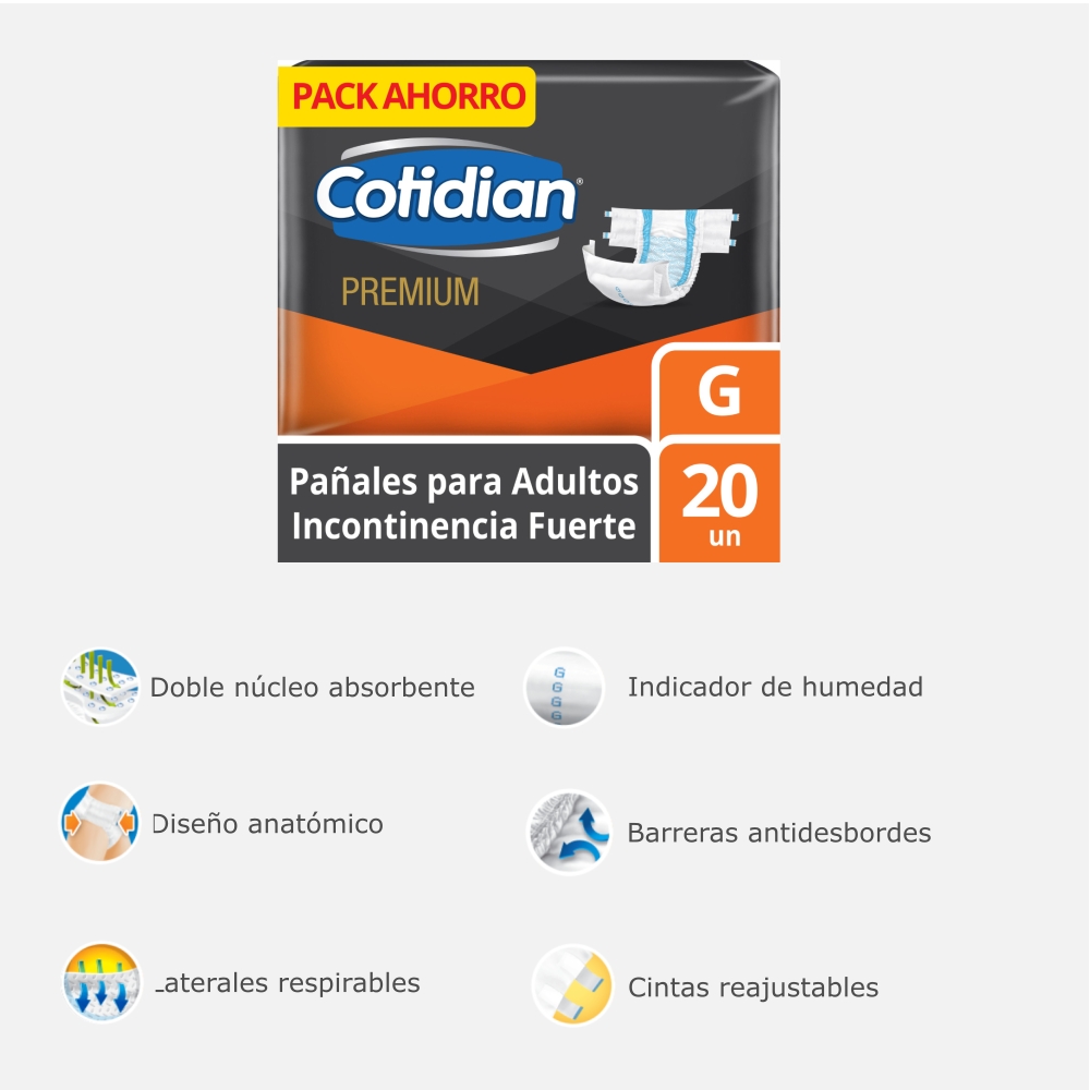 Características Pañales Cotidian Premium G